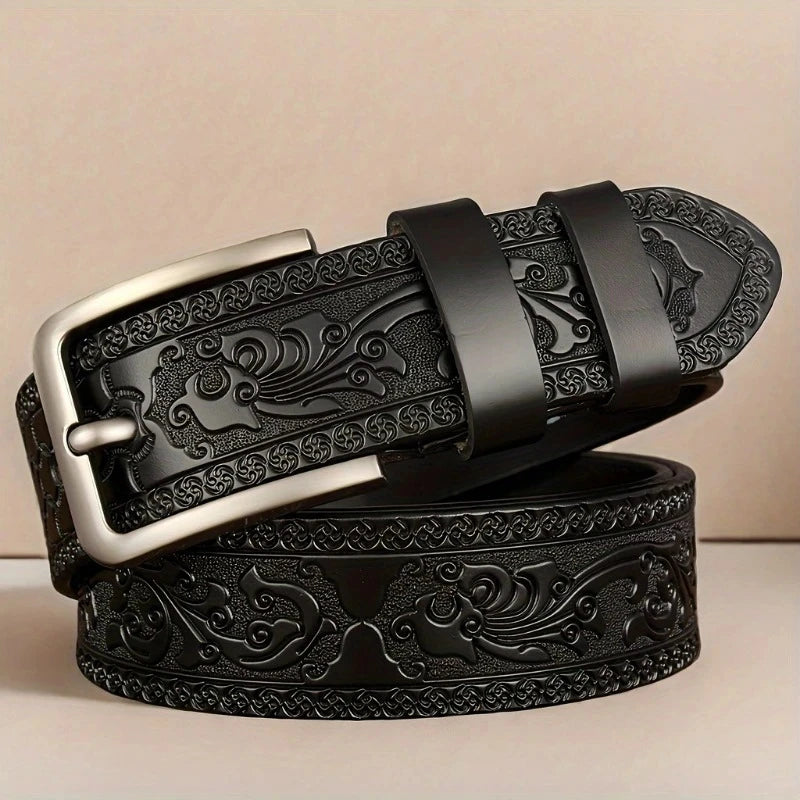 Novo Cinto Masculino de Couro Legítimo // Estilo Retrô Ocidental // Elegante, c/ Fivela de Liga