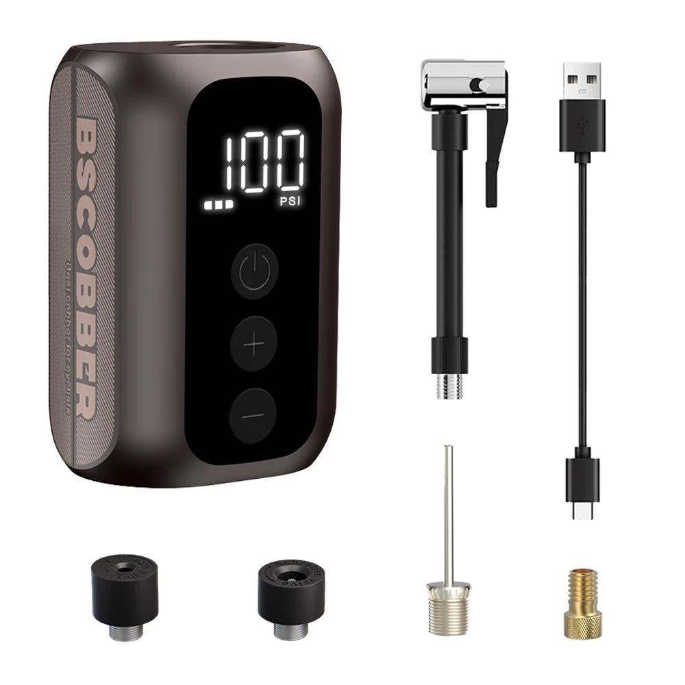 Bomba de Ar Portátil BSCOBBER A5 mini // Recarregável // Sem Fio // Acessórios p/ Bicicleta // Inflador de Pneus de 100 psi // Alta Pressão
