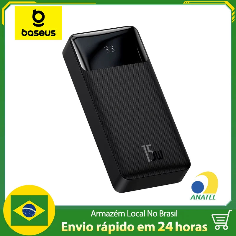 Powerbank Baseus 20.000mah 15w // Com Indicador De Carga LED // Carregamento Rapido // Bateria de Polimero de Litio de Alta Densidade