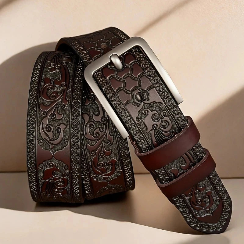 Novo Cinto Masculino de Couro Legítimo // Estilo Retrô Ocidental // Elegante, c/ Fivela de Liga