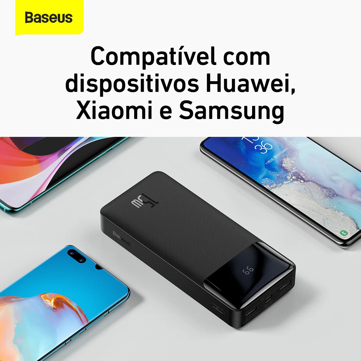 Powerbank Baseus 20.000mah 15w // Com Indicador De Carga LED // Carregamento Rapido // Bateria de Polimero de Litio de Alta Densidade