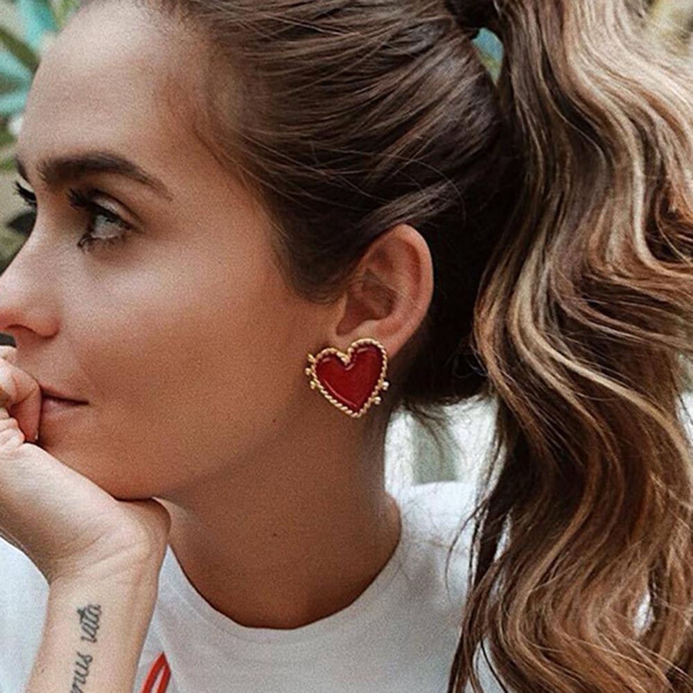 Brinco de Coração Vermelho Novo Design // Feminino Metal Cor Dourada // Olho / Coração / Lábios // Brincos para Presente de Casamento/Noivado. Lindíssimas Jóias. Escolha já a sua!!!