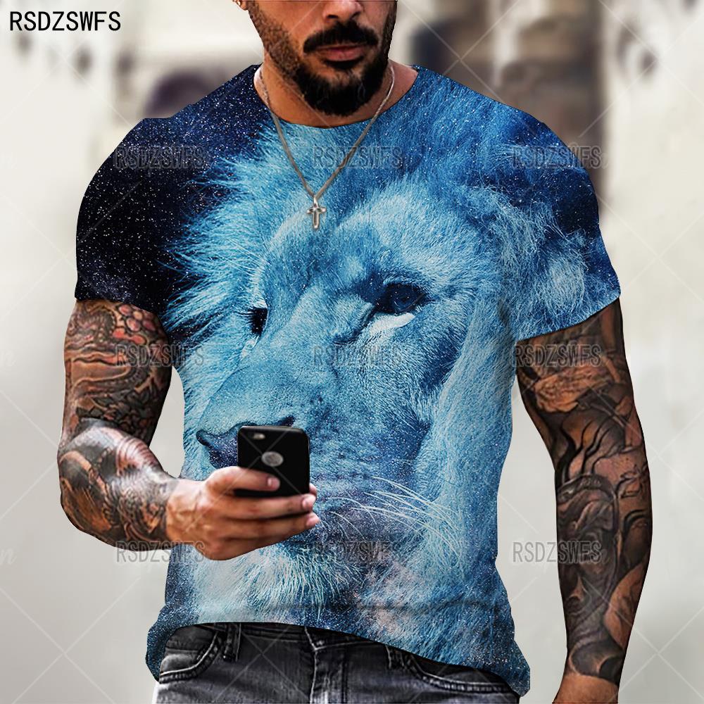 Camisa Masculina Verão Casual Moda Animal Leão Gráfico 3d // O-Pescoço // Manga Curta Oversized Masculino // Lindas Camisetas Streetwear Moda 3D. Lindas e Exclusivas!!!