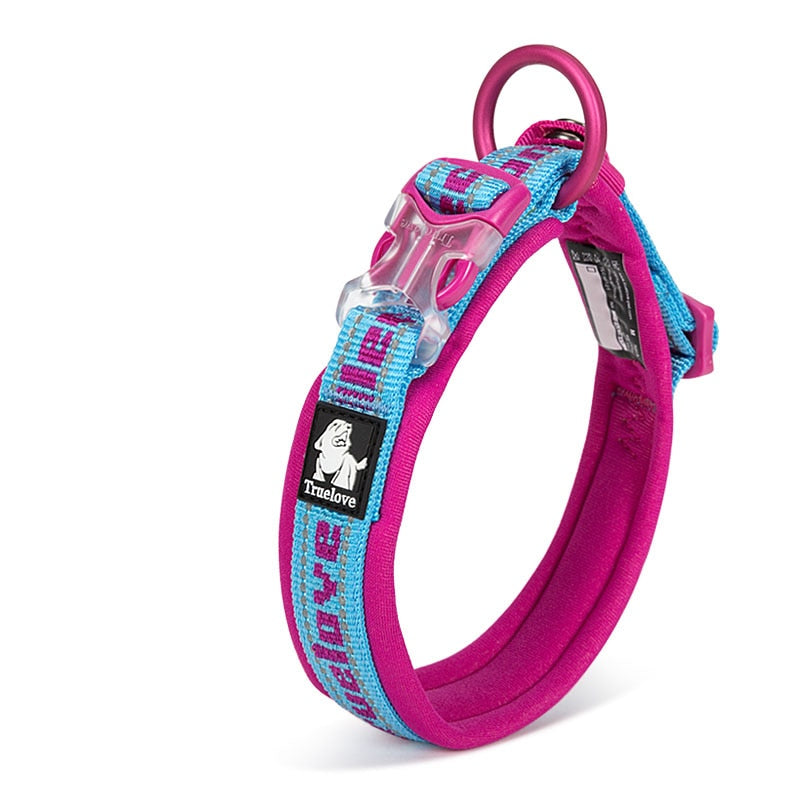 Coleiras Ajustáveis de Náilon para Cães Grandes e Pequenos TRUELOVE // Lindas Coleiras de Neoprene Reflexivo para Cães de Estimação, Resistentes e Macias por dentro. Seu Cãozinho Merece!!!