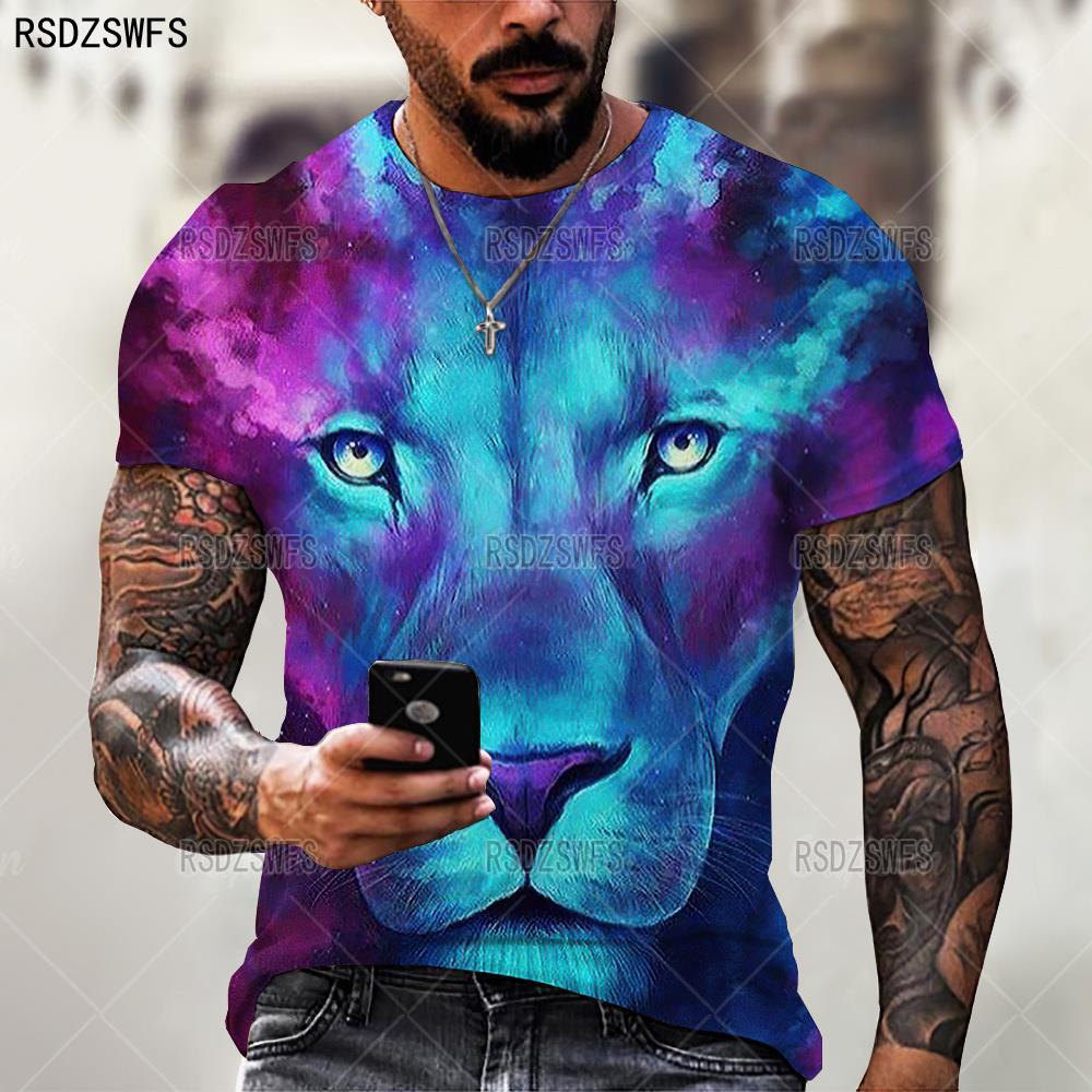 Camisa Masculina Verão Casual Moda Animal Leão Gráfico 3d // O-Pescoço // Manga Curta Oversized Masculino // Lindas Camisetas Streetwear Moda 3D. Lindas e Exclusivas!!!