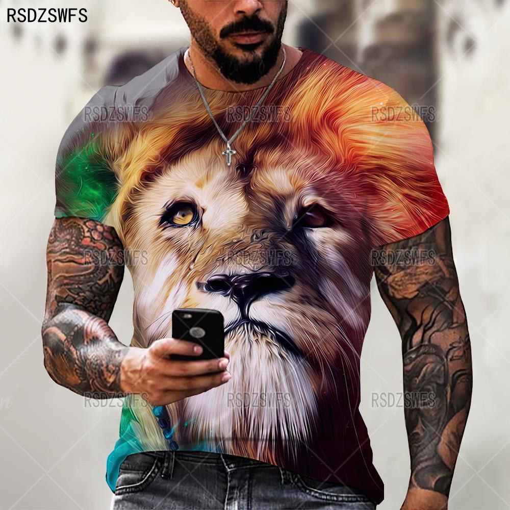 Camisa Masculina Verão Casual Moda Animal Leão Gráfico 3d // O-Pescoço // Manga Curta Oversized Masculino // Lindas Camisetas Streetwear Moda 3D. Lindas e Exclusivas!!!