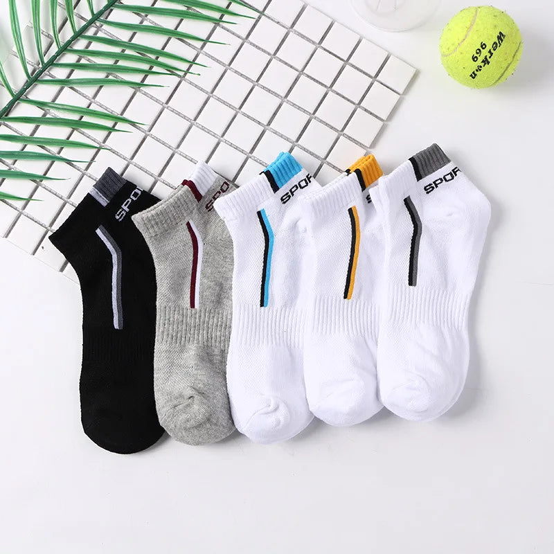 10 Pares de Meias Masculinas de Alta Qualidade // Meias Esportivas Respiráveis de Algodão // Malha, Casuais, Atléticas, de Verão, de Corte Fino // Curtas, tamanho 38-48