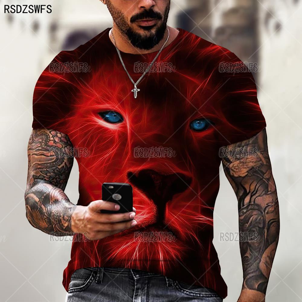 Camisa Masculina Verão Casual Moda Animal Leão Gráfico 3d // O-Pescoço // Manga Curta Oversized Masculino // Lindas Camisetas Streetwear Moda 3D. Lindas e Exclusivas!!!