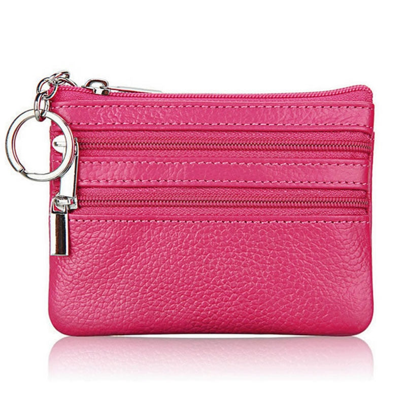 Carteira Feminina de Couro THINKTHENDO Moda Clutch Um/Dois Zip // Feminino Curto Pequena Porta-moedas // Minicartão Macio com Design Novo e Compartimento de Dinheiro