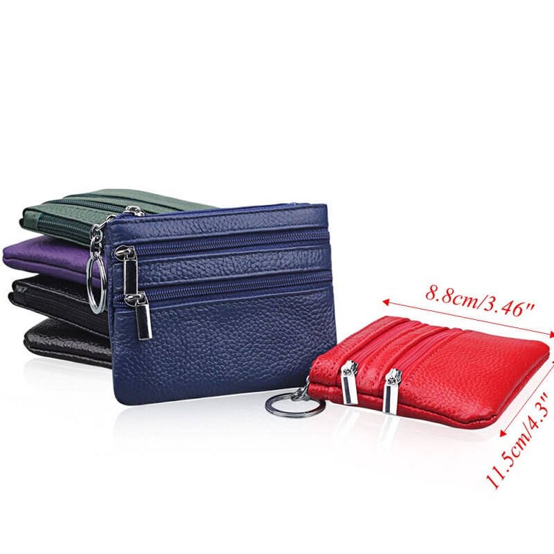 Carteira Feminina de Couro THINKTHENDO Moda Clutch Um/Dois Zip // Feminino Curto Pequena Porta-moedas // Minicartão Macio com Design Novo e Compartimento de Dinheiro