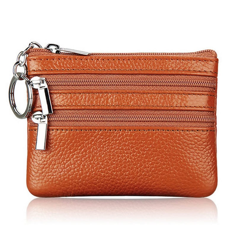 Carteira Feminina de Couro THINKTHENDO Moda Clutch Um/Dois Zip // Feminino Curto Pequena Porta-moedas // Minicartão Macio com Design Novo e Compartimento de Dinheiro