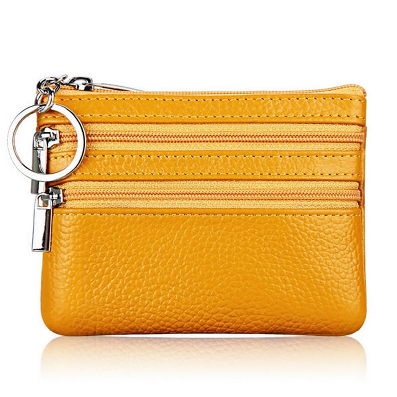 Carteira Feminina de Couro THINKTHENDO Moda Clutch Um/Dois Zip // Feminino Curto Pequena Porta-moedas // Minicartão Macio com Design Novo e Compartimento de Dinheiro