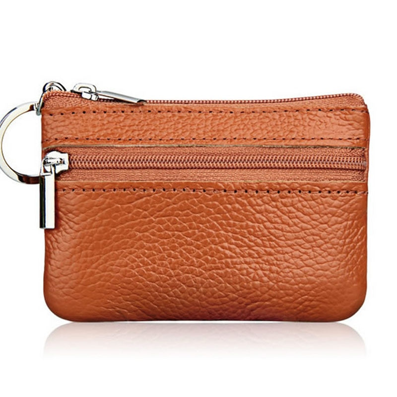 Carteira Feminina de Couro THINKTHENDO Moda Clutch Um/Dois Zip // Feminino Curto Pequena Porta-moedas // Minicartão Macio com Design Novo e Compartimento de Dinheiro