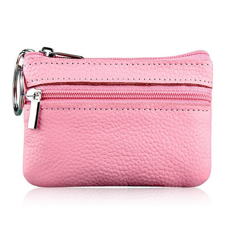 Carteira Feminina de Couro THINKTHENDO Moda Clutch Um/Dois Zip // Feminino Curto Pequena Porta-moedas // Minicartão Macio com Design Novo e Compartimento de Dinheiro