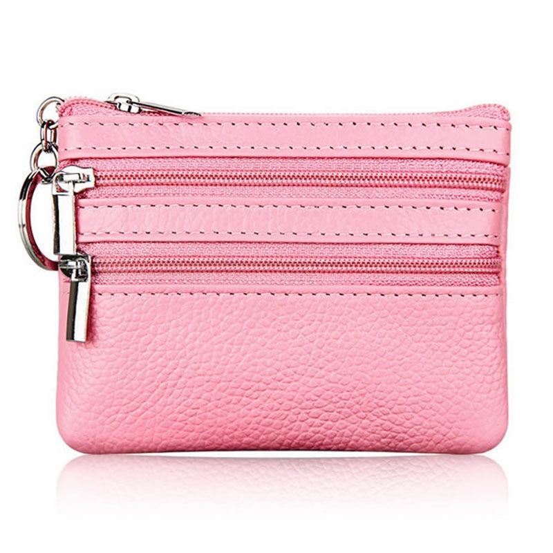 Carteira Feminina de Couro THINKTHENDO Moda Clutch Um/Dois Zip // Feminino Curto Pequena Porta-moedas // Minicartão Macio com Design Novo e Compartimento de Dinheiro