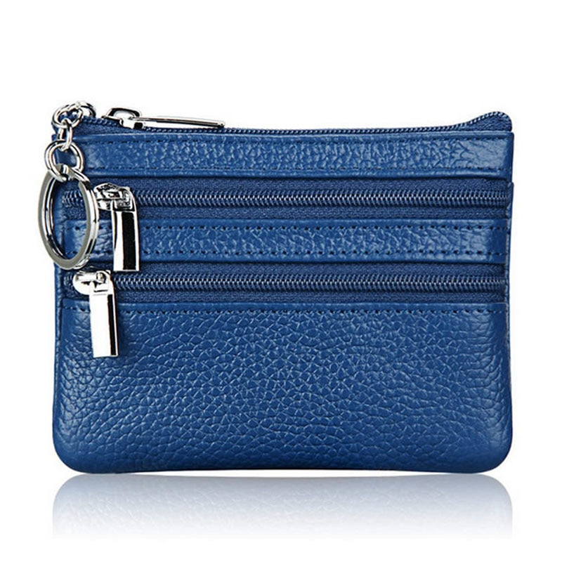 Carteira Feminina de Couro THINKTHENDO Moda Clutch Um/Dois Zip // Feminino Curto Pequena Porta-moedas // Minicartão Macio com Design Novo e Compartimento de Dinheiro