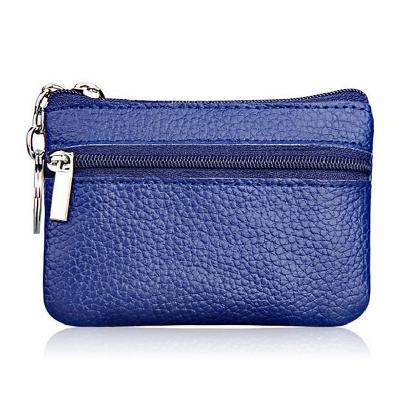 Carteira Feminina de Couro THINKTHENDO Moda Clutch Um/Dois Zip // Feminino Curto Pequena Porta-moedas // Minicartão Macio com Design Novo e Compartimento de Dinheiro