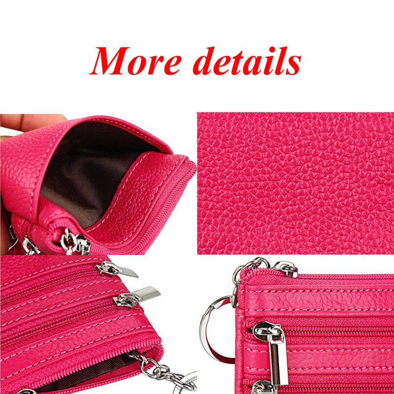 Carteira Feminina de Couro THINKTHENDO Moda Clutch Um/Dois Zip // Feminino Curto Pequena Porta-moedas // Minicartão Macio com Design Novo e Compartimento de Dinheiro