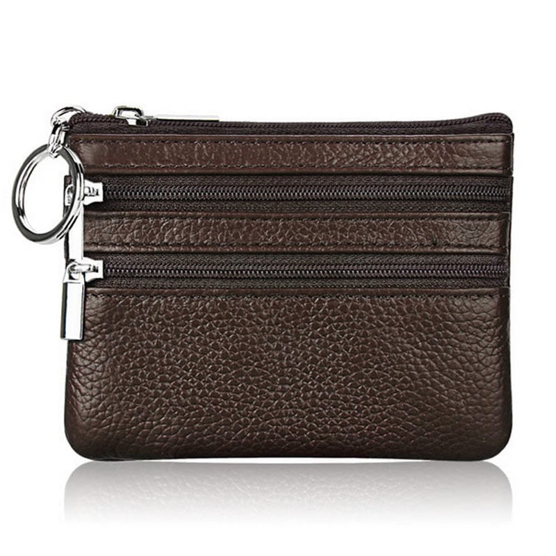 Carteira Feminina de Couro THINKTHENDO Moda Clutch Um/Dois Zip // Feminino Curto Pequena Porta-moedas // Minicartão Macio com Design Novo e Compartimento de Dinheiro