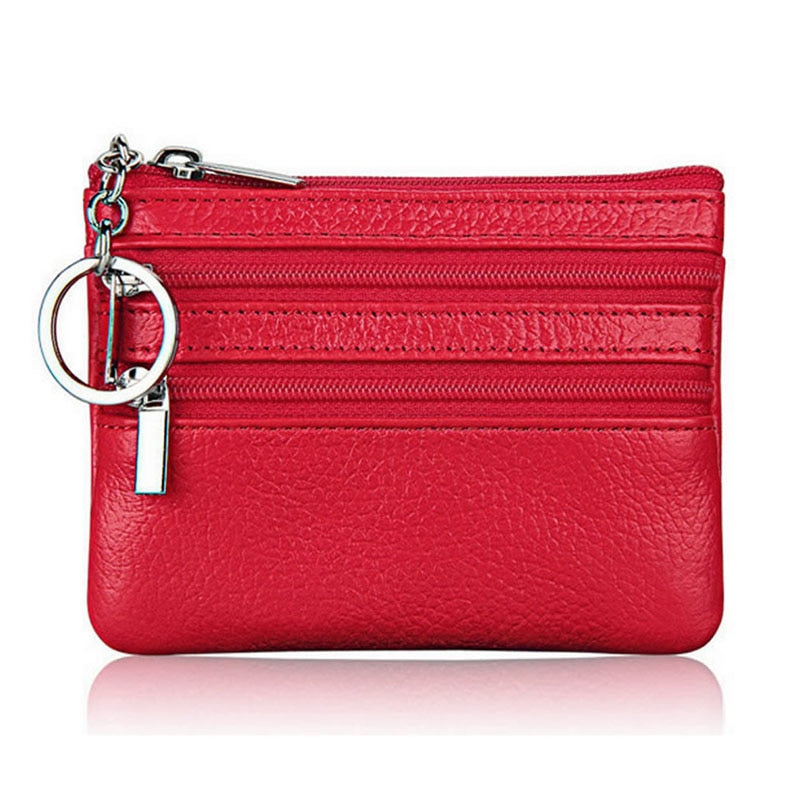 Carteira Feminina de Couro THINKTHENDO Moda Clutch Um/Dois Zip // Feminino Curto Pequena Porta-moedas // Minicartão Macio com Design Novo e Compartimento de Dinheiro