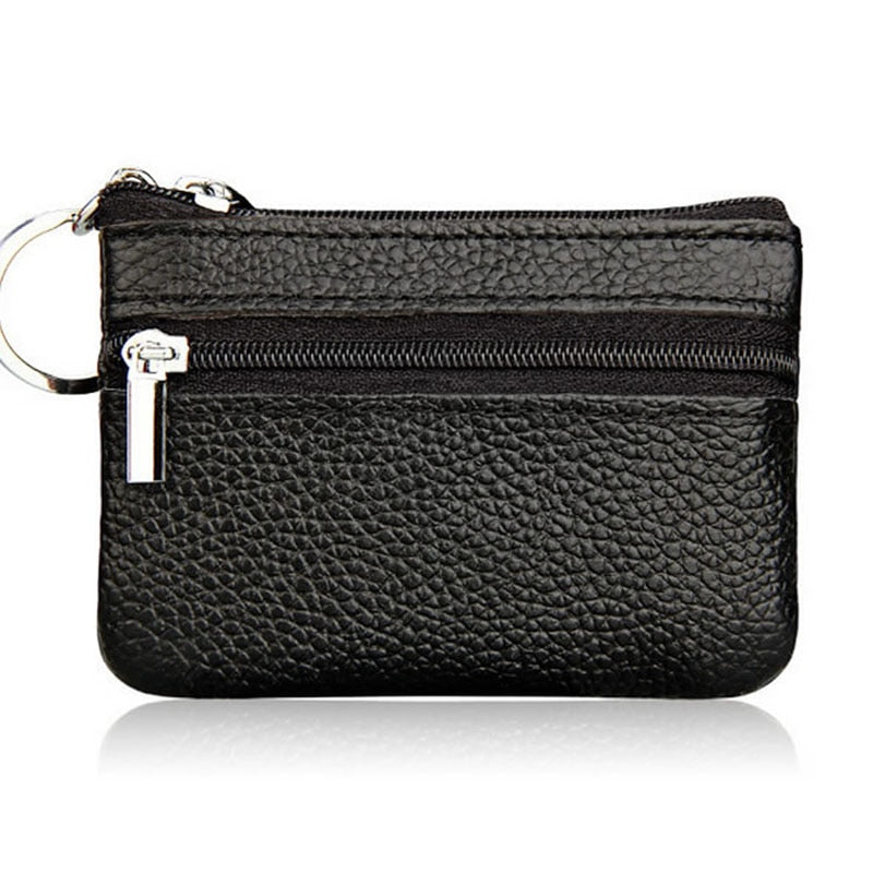 Carteira Feminina de Couro THINKTHENDO Moda Clutch Um/Dois Zip // Feminino Curto Pequena Porta-moedas // Minicartão Macio com Design Novo e Compartimento de Dinheiro
