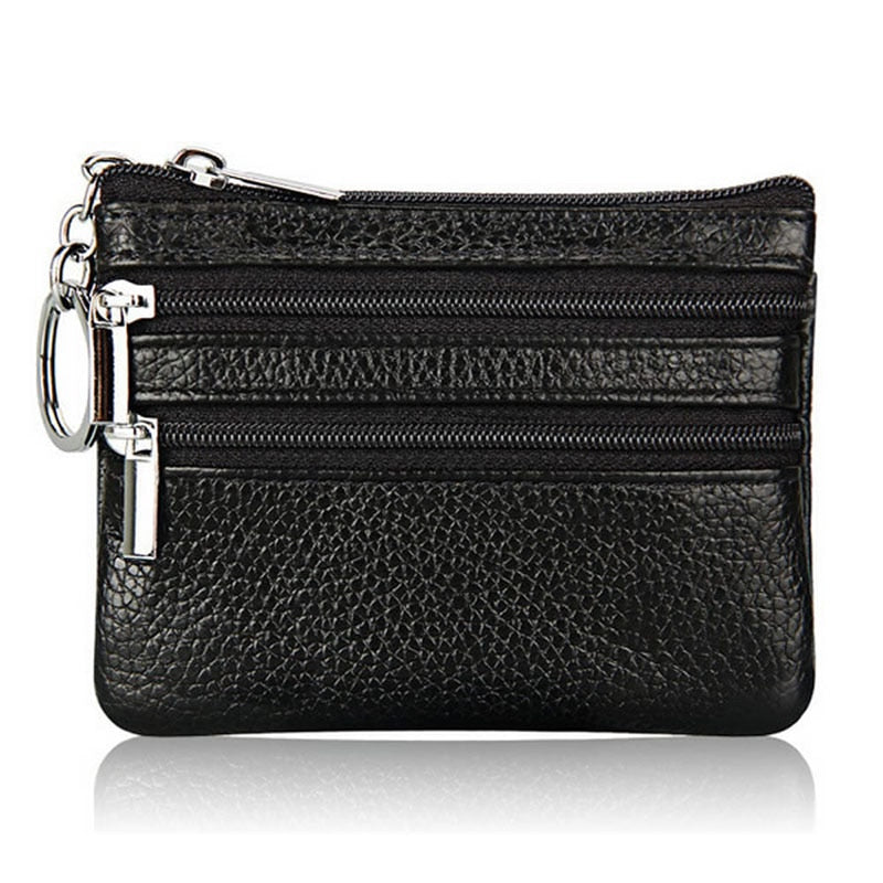 Carteira Feminina de Couro THINKTHENDO Moda Clutch Um/Dois Zip // Feminino Curto Pequena Porta-moedas // Minicartão Macio com Design Novo e Compartimento de Dinheiro