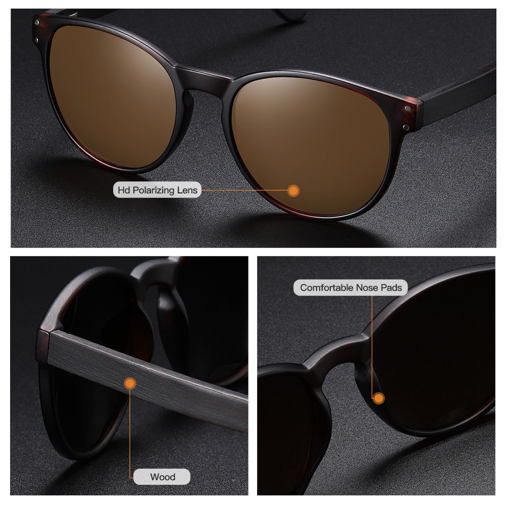 Óculos de Sol Masculino/Feminino Marca GM Polarized S5091 // Óculos de Sol de Madeira // Armação Redonda // Óculos de Sol Clássicos // Oculos De Sol UV400 // Maravilhoso e Ecologicamente Correto!!!