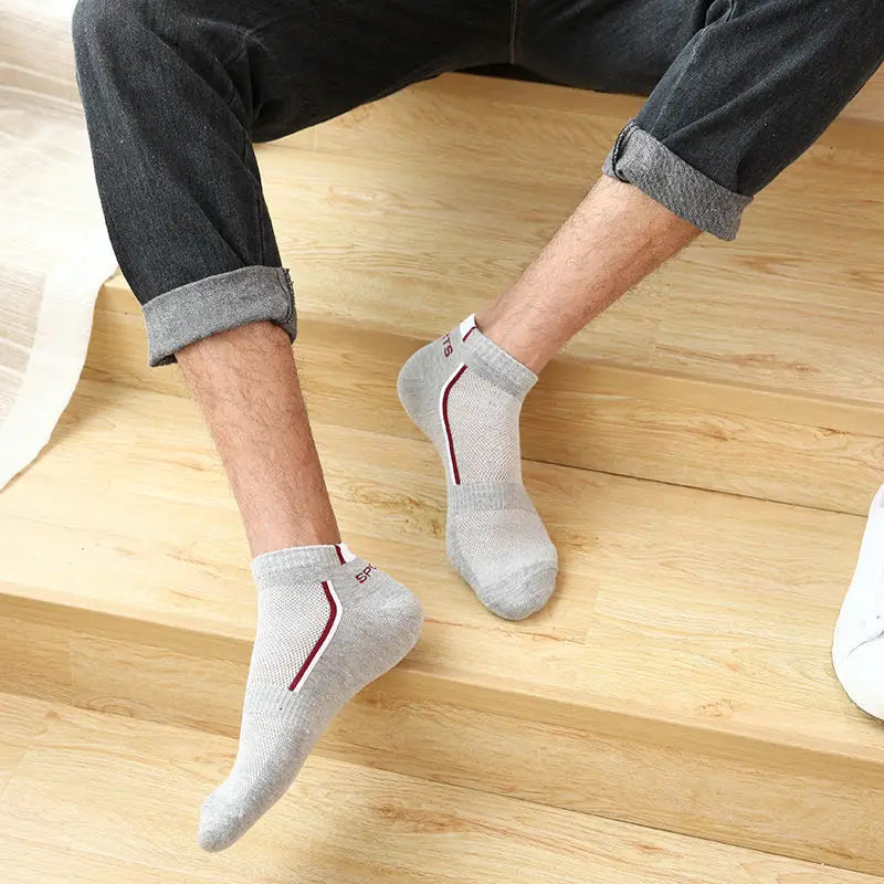 10 Pares de Meias Masculinas de Alta Qualidade // Meias Esportivas Respiráveis de Algodão // Malha, Casuais, Atléticas, de Verão, de Corte Fino // Curtas, tamanho 38-48