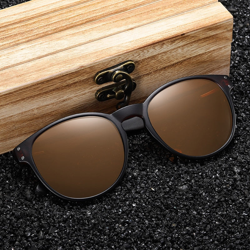 Óculos de Sol Masculino/Feminino Marca GM Polarized S5091 // Óculos de Sol de Madeira // Armação Redonda // Óculos de Sol Clássicos // Oculos De Sol UV400 // Maravilhoso e Ecologicamente Correto!!!