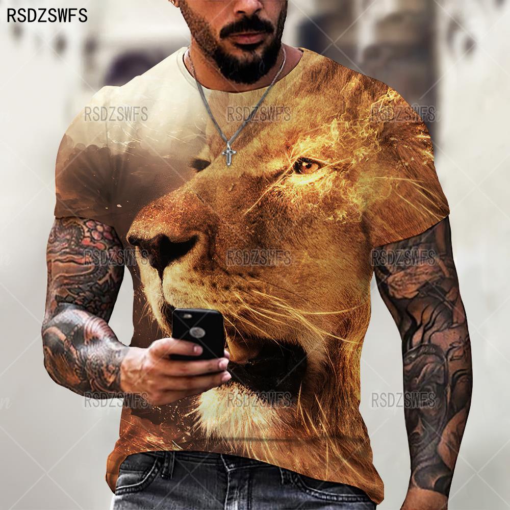 Camisa Masculina Verão Casual Moda Animal Leão Gráfico 3d // O-Pescoço // Manga Curta Oversized Masculino // Lindas Camisetas Streetwear Moda 3D. Lindas e Exclusivas!!!