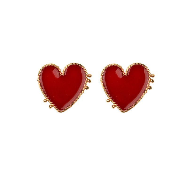 Brinco de Coração Vermelho Novo Design // Feminino Metal Cor Dourada // Olho / Coração / Lábios // Brincos para Presente de Casamento/Noivado. Lindíssimas Jóias. Escolha já a sua!!!