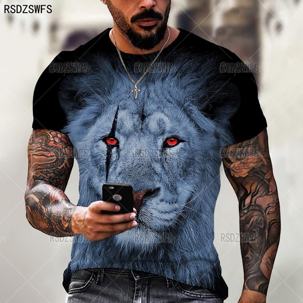 Camisa Masculina Verão Casual Moda Animal Leão Gráfico 3d // O-Pescoço // Manga Curta Oversized Masculino // Lindas Camisetas Streetwear Moda 3D. Lindas e Exclusivas!!!