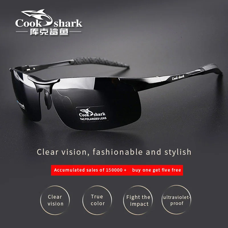Novos Óculos de Sol de Alumínio e Magnésio da Cook Shark // Óculos de Sol Masculinos // Polarizados HD p/ Dirigir // Óculos Coloridos para motoristas