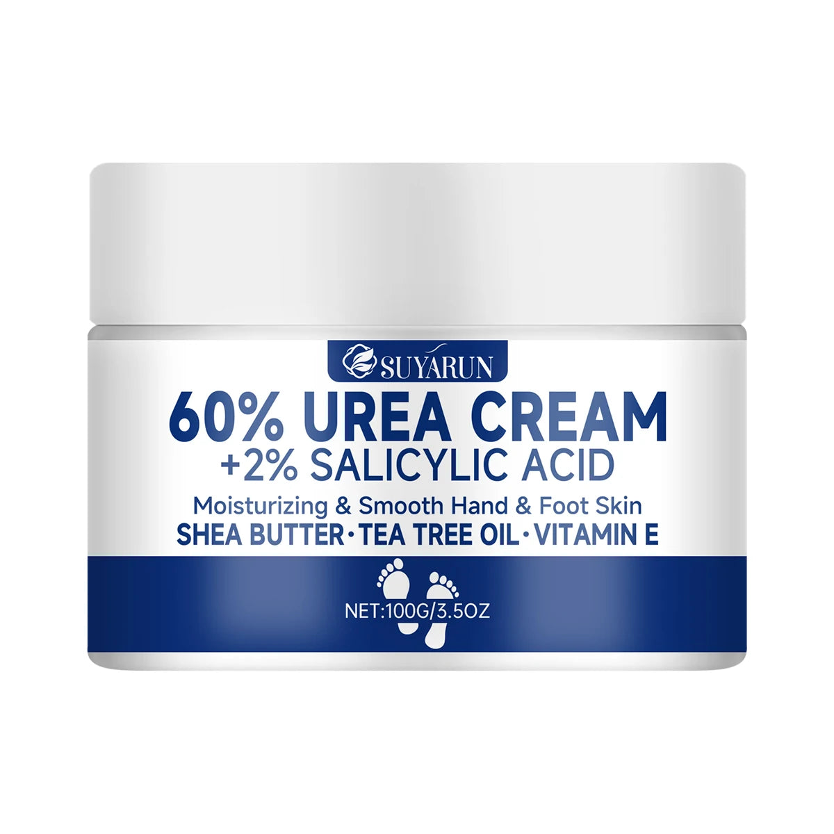 Creme p/ Pés SUYARUN 60% Ureia p/ Calcanhares Rachados e Pele Seca // Tratamento Hidratante Intensivo // Removedor de Calosidades // Cuidado p/ Pés Diabéticos.