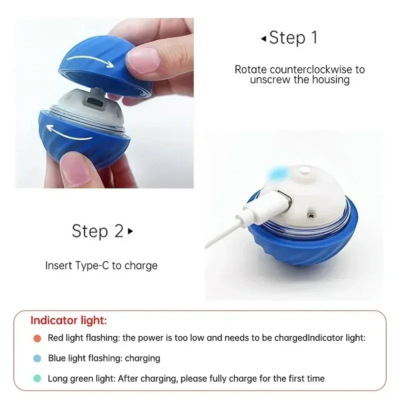 Bola de Brinquedo p/ Cachorro c/ Movimento Automático // Com Rolamento / USB Smarts // Brinquedo Interativo // Bola de Brinquedo p/ Mastigar // Acessórios p/ Cães