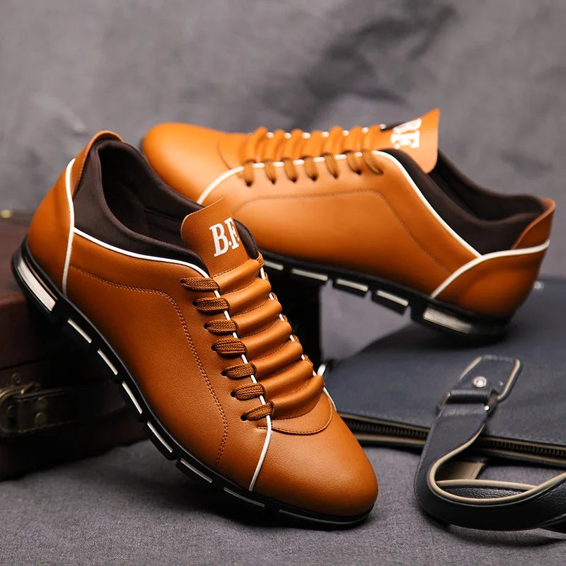 Sapato Social BKQU Masculino Casual Respirável de Couro do Plutônio // Sapatos p/ Homens de Negócios // Tamanho 38-48 // Estilo e Distinção no Estilo Britânico!!!