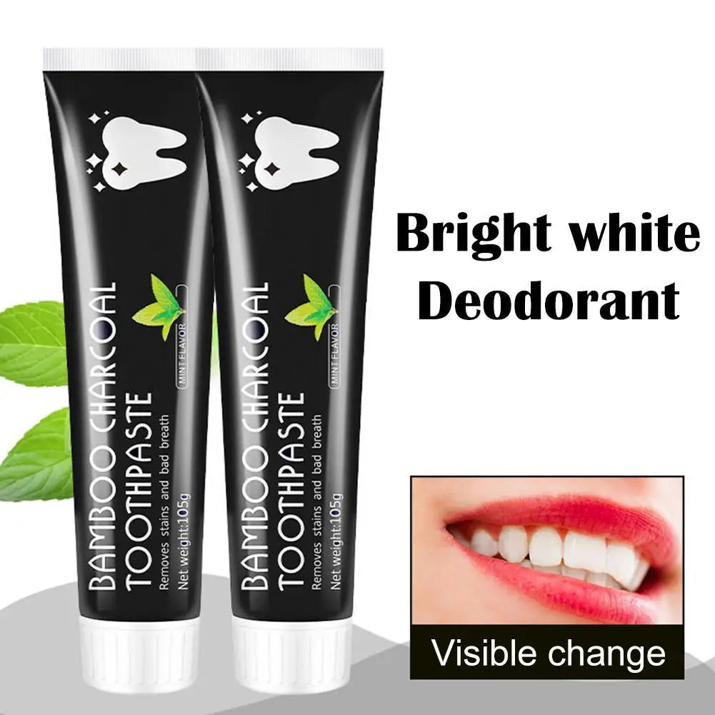 Creme Dental Preto de Bambu para Clareamento Dental 105g // Limpeza Profunda Carvão // Clareamento Dental Multiuso // Creme Dental Preto