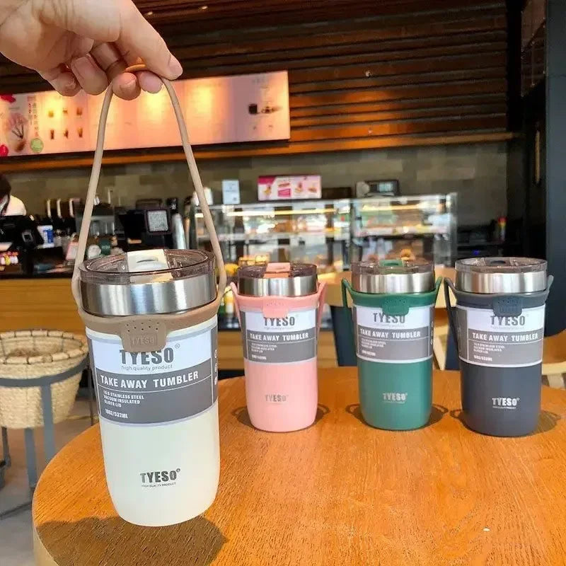 Caneca de Café de Aço Inoxidável Tyeso 550/710ml c/ Canudo // Garrafa de Água p/ Carro // Garrafa Térmica a Vácuo // Copo Térmico // Garrafa Térmica Dupla