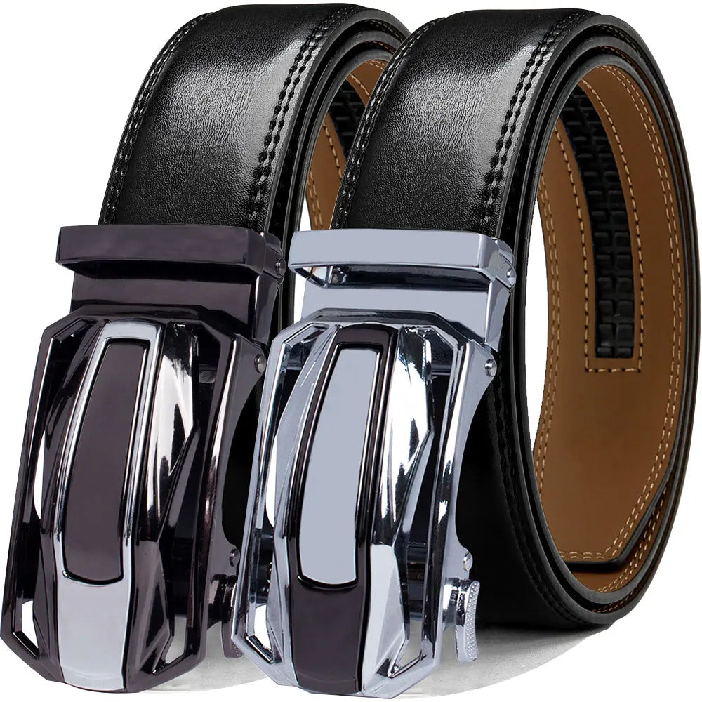 Cinto Masculino de Couro Legítimo de Vaca // Cinto Automático Esportivo de Marca da Moda // Fivela Automática de Catraca