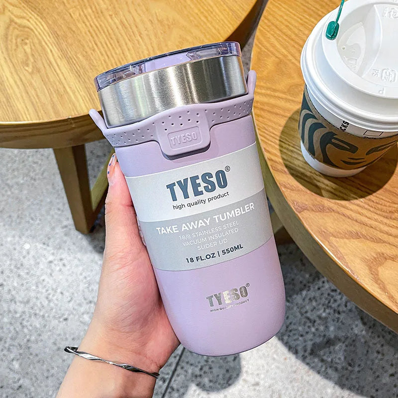 Caneca de Café de Aço Inoxidável Tyeso 550/710ml c/ Canudo // Garrafa de Água p/ Carro // Garrafa Térmica a Vácuo // Copo Térmico // Garrafa Térmica Dupla