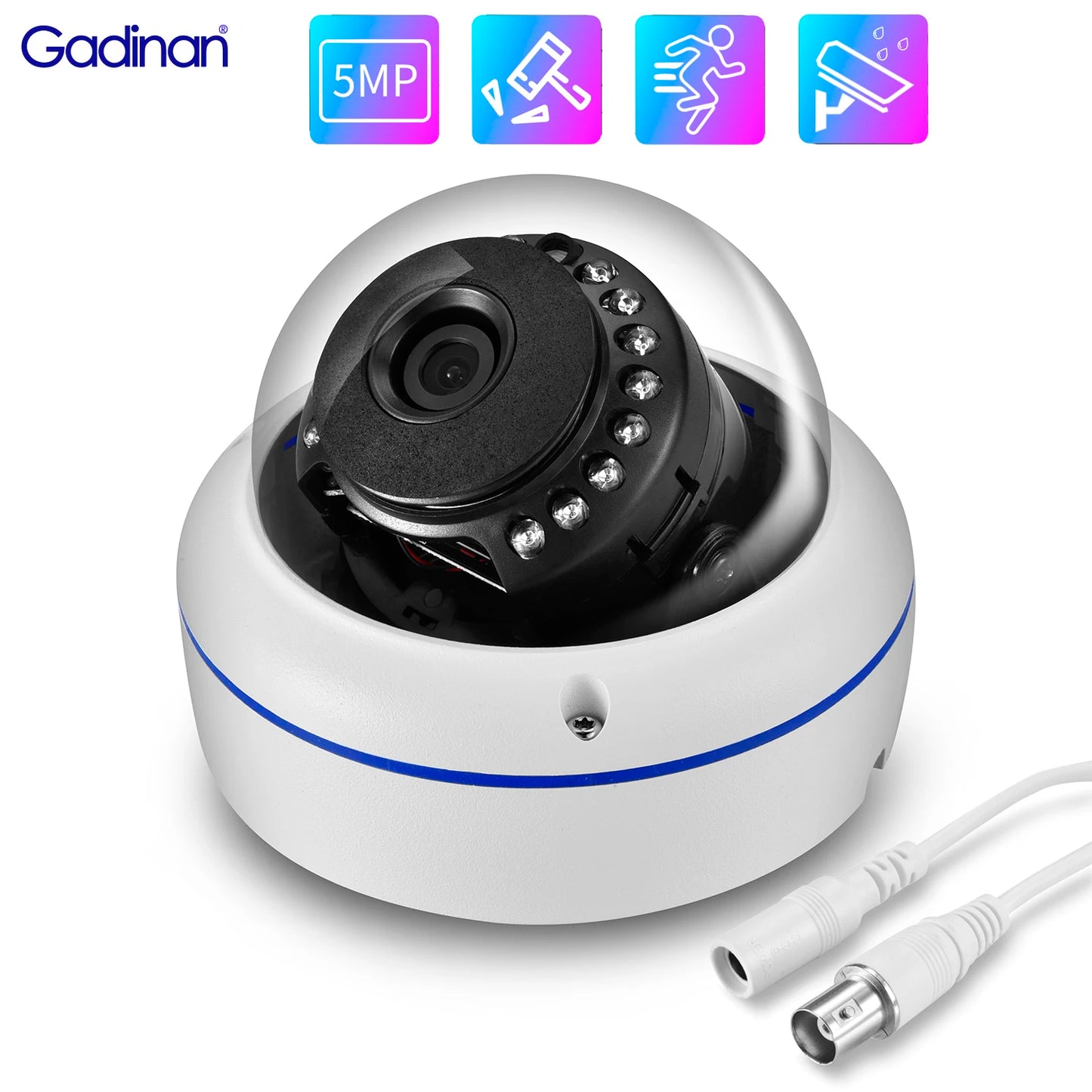 Câmera Gadinan AHD 1080P 720P 5MP // 2,8 mm Lente Dome // Proteção de Segurança // À Prova D'água // Ambientes Externos e Internos // Visão Noturna // Detecção de Movimento // Câmera CCTV
