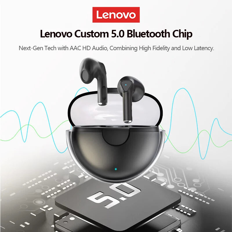 Fones de Ouvido s/ Fio Bluetooth Lenovo LP80 Choice // Bateria de Longa Duração, À Prova D'água // Som Estéreo HIFI // Esportivo // Com Microfone