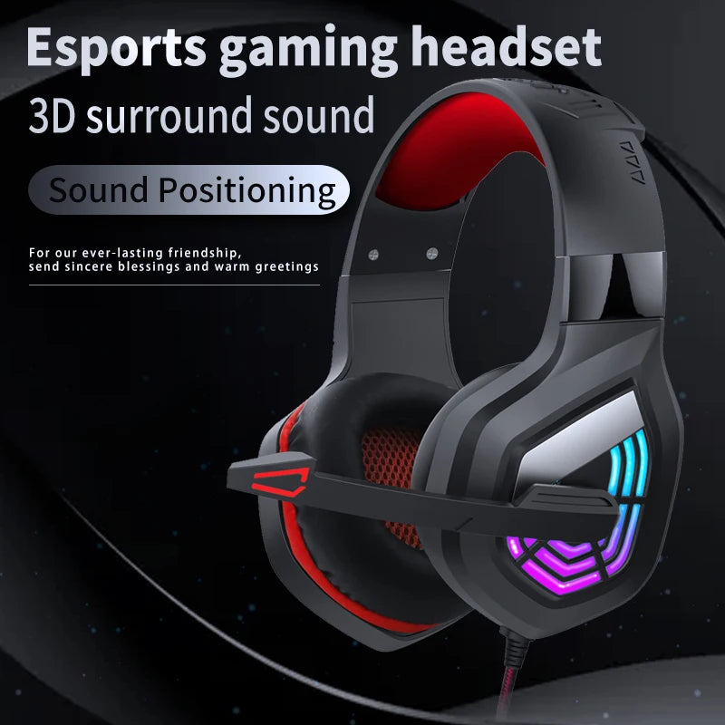 Fone de Ouvido para jogos G7 // Microfone c/ Cancelamento de Ruído // Som Surround, 3,5 mm // Luzes LED com Fio // Fone de ouvido para Jogos // PC e Laptop