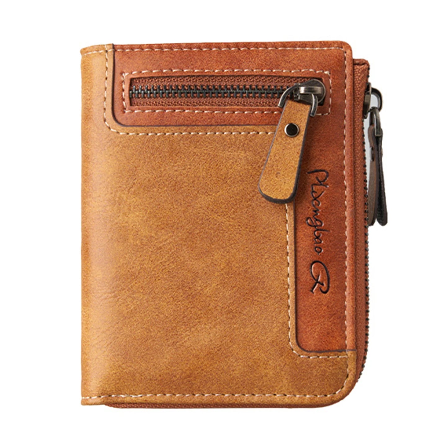 Carteira da Moda Masculina de Couro Sintético c/ Zíper Curto // Porta-Cartões Simples // Couro Macio // Clipe p/ Dinheiro // Porta-Moedas Retrô // Presentes p/ Estudantes
