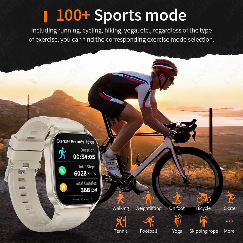 Novo Relógio Inteligente LIGE Unissex // C/ Chamada de Voz por IA e Bluetooth // Monitor de Saúde // Fitness e Esportivo // tela HD de 2,01"
