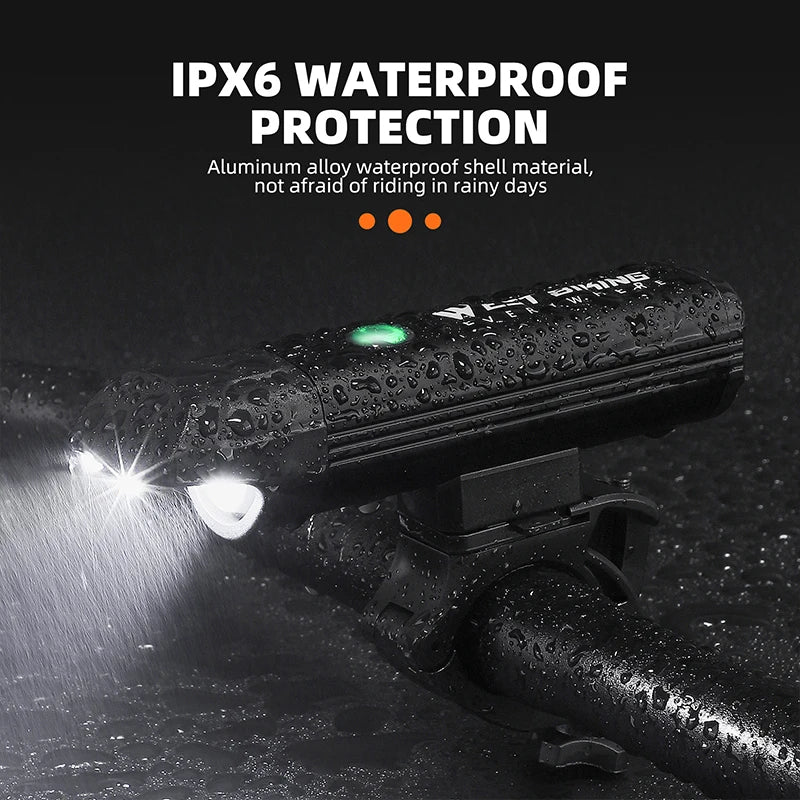 Faróis de Bicicleta Antirreflexo WEST BIKING IPX6 // À Prova d'Água Recarregável // Luz Frontal de Bicicleta MTB LED