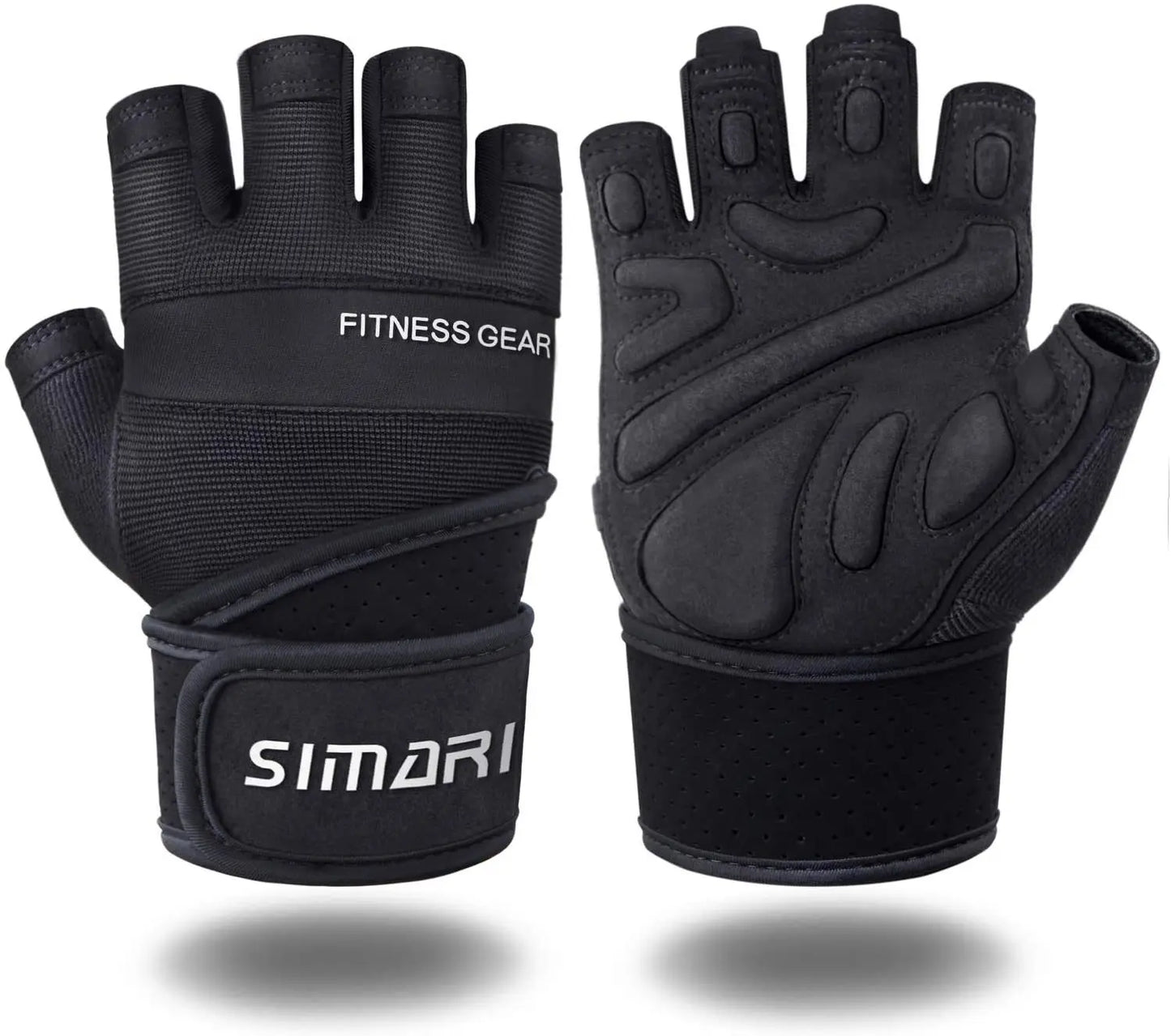Luvas de Ginástica Fitness Unissex // Levantamento de Peso / Musculação // Com Envoltório de Pulso // Treinamento Esporte // Meio Dedo
