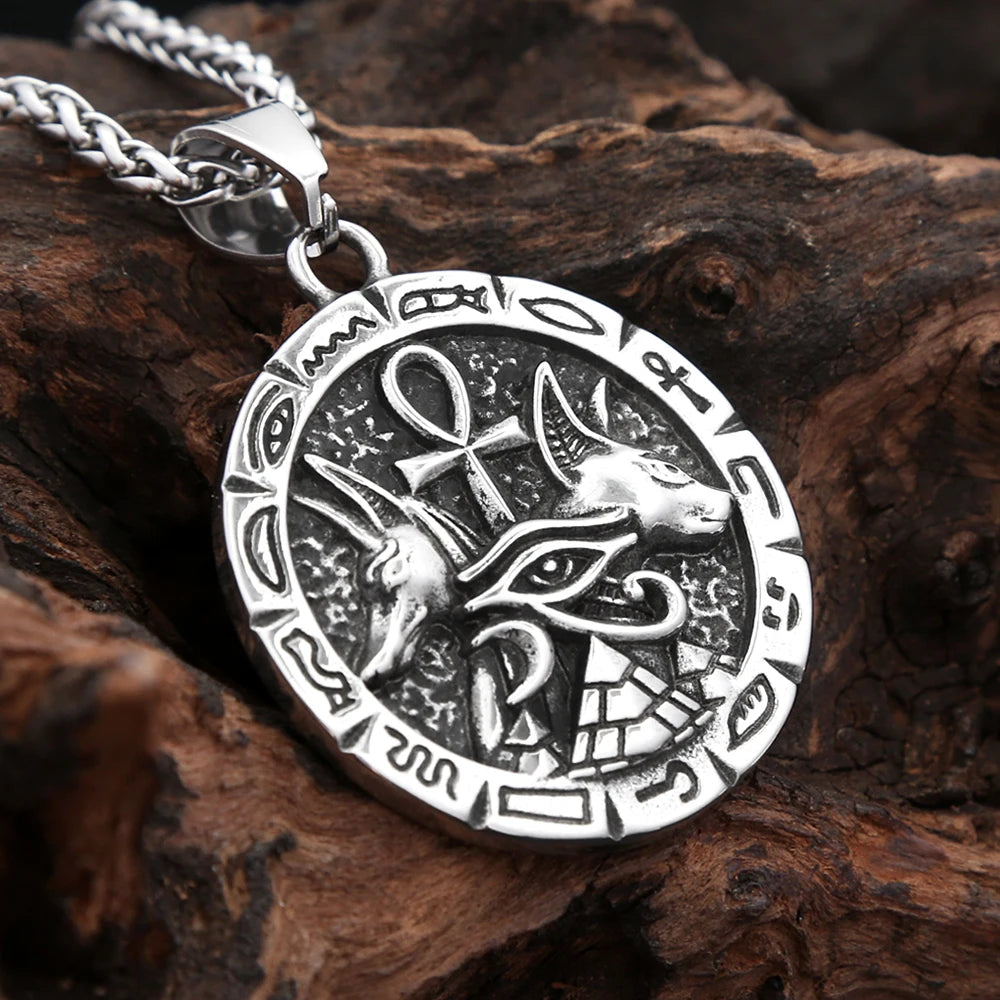 Amuleto Olho de Hórus Colares Egípcios Antigos TOGA PULLA // Pingente de Cruz Anubis Ankh da Moda em Aço Inoxidável 316L // Joias Amuleto Unissex // Sucesso, Saúde e Fortuna!