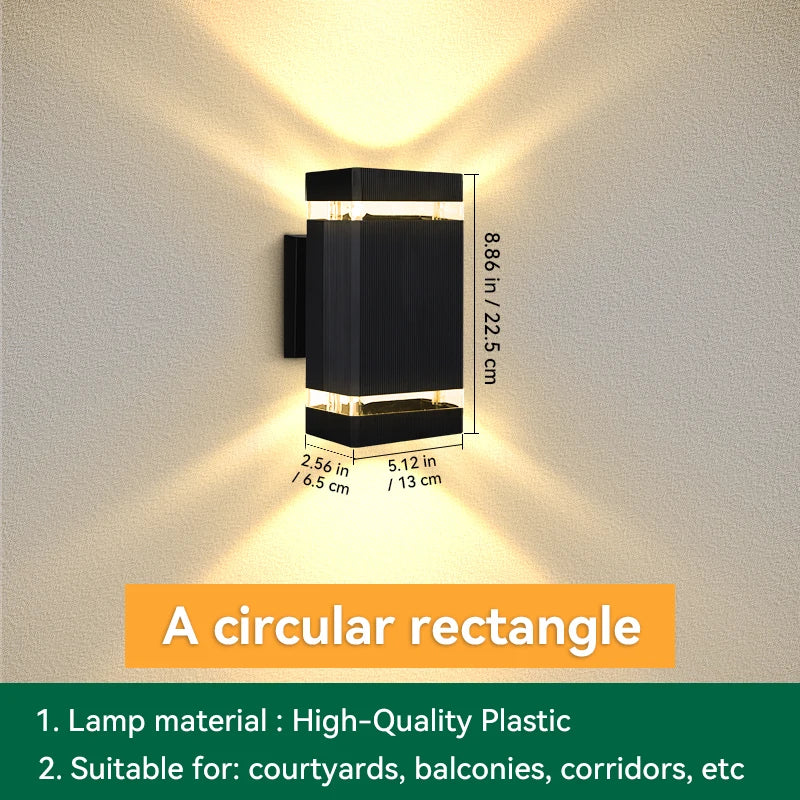 Luminária de Parede Moderna p/ Decoração Externa/Interna E27 // Lâmpadas À Prova d'água // Lâmpada de fachada LED // Decoração Externa/Interna p/ Casa