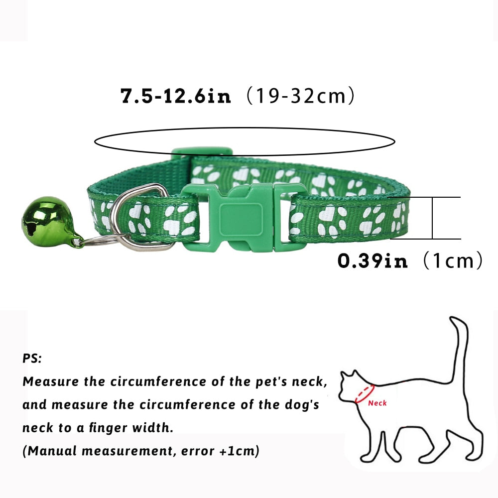 Coleira para Animais de Estimação com Pegada de Sino de Desenho Animado Colorida // Para Filhote de Cachorro e para Gatinho